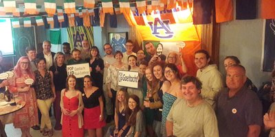 Group photo at a pop up Gaeltacht in New York