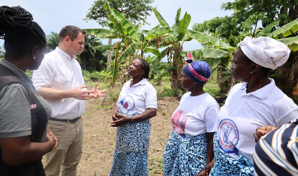 Minister Neale Richmond meet with residents at Grand Bassa