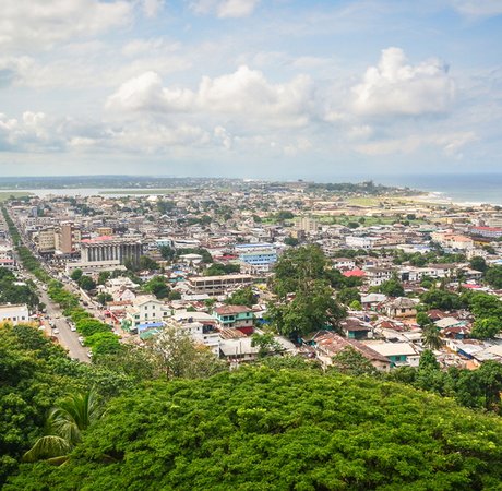 Skyline of Monrovia on a cloudy day