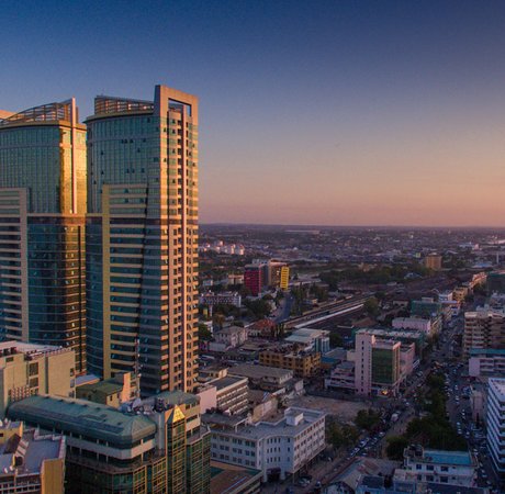 Skyline of Dar Es Salaam at dusk