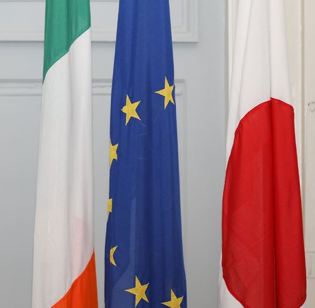 Irish, EU, and Japanese national flags