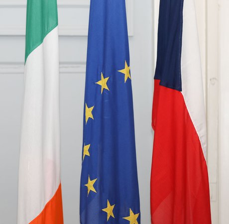 Irish, EU and Czech national flags