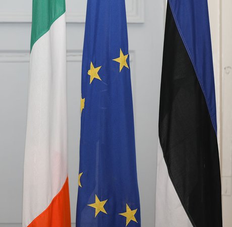 Irish, EU and Estonian national flags