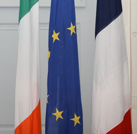 Irish, EU and French national flags