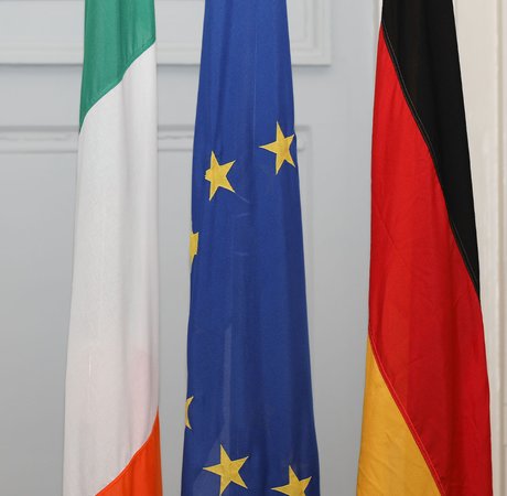 Irish, EU and German national flags