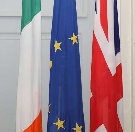 Irish, EU and Great British national flags