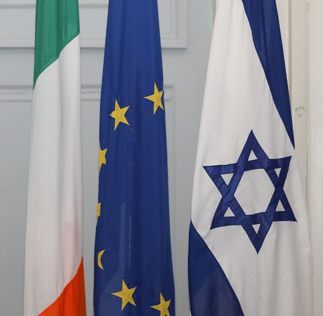 Irish, EU, and Israel's national flags