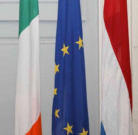 Irish, EU and Luxembourg national flags