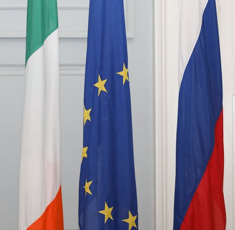 Irish, EU and Russia national flags