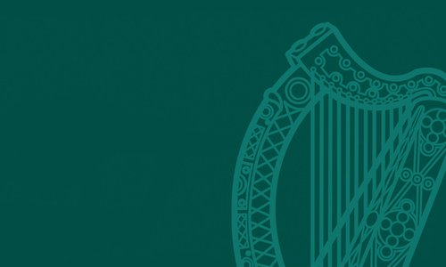 Outline of Government of Ireland harp on a green background