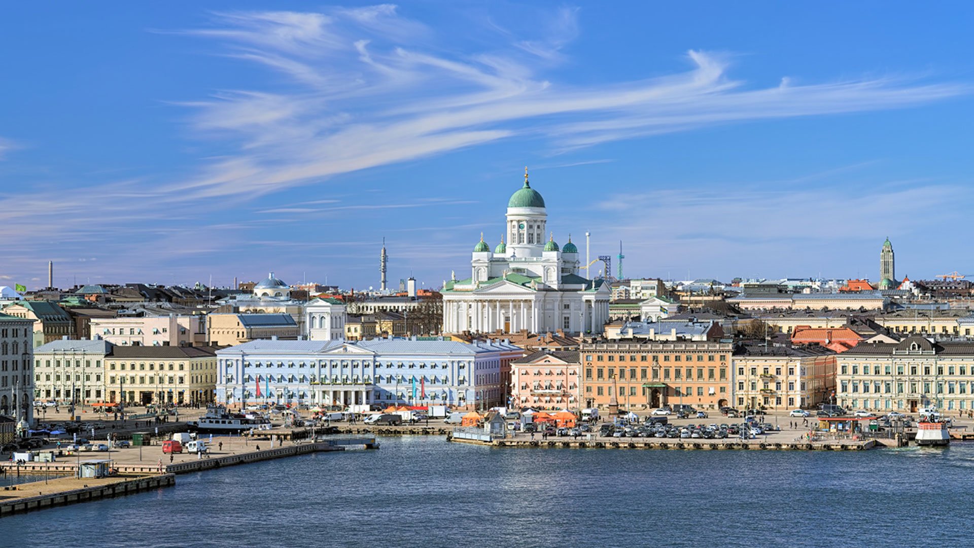View of Helsinki from the river.
