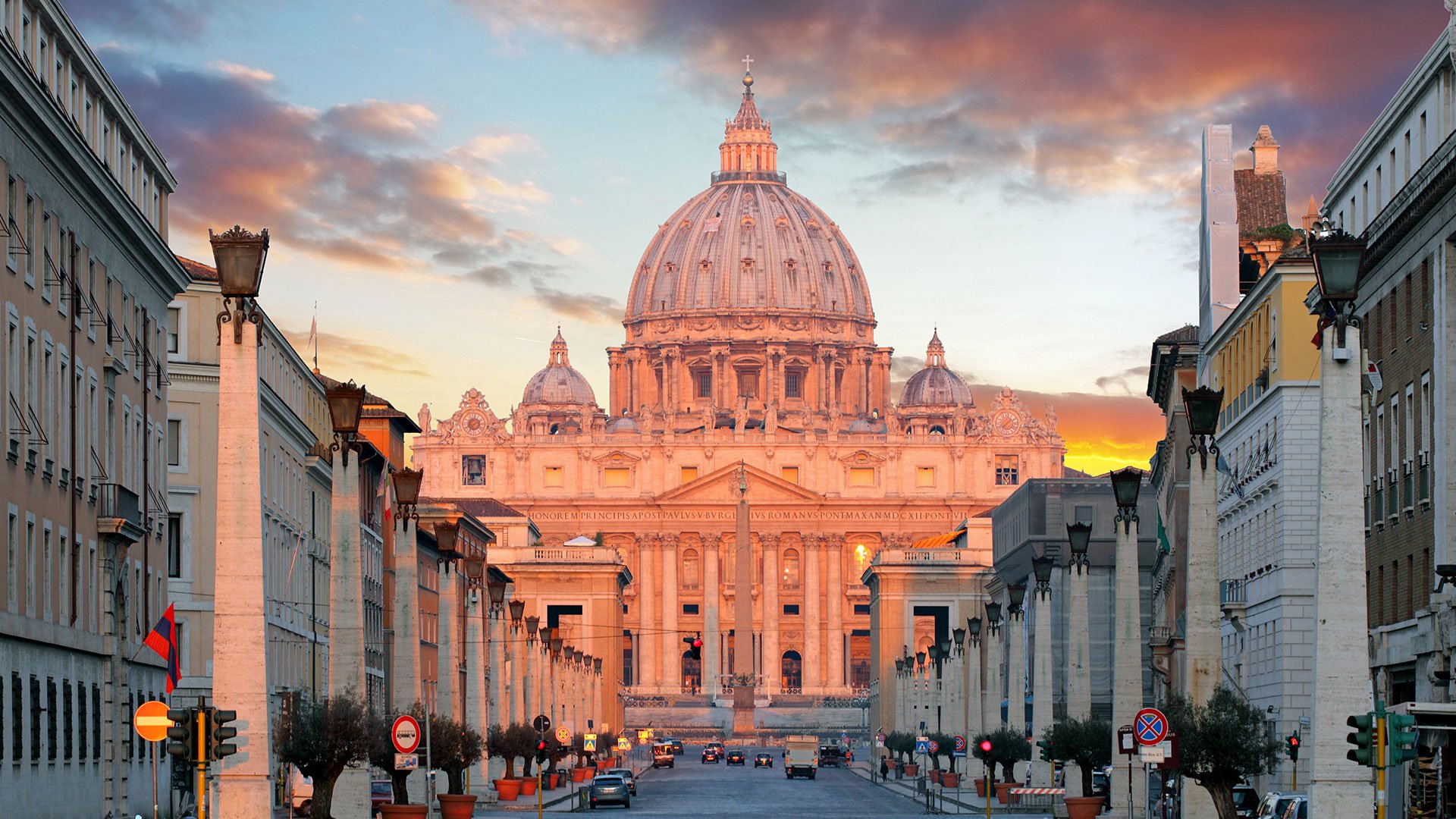 View of the Vatican at sunset.