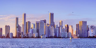 Miami skyline across the water