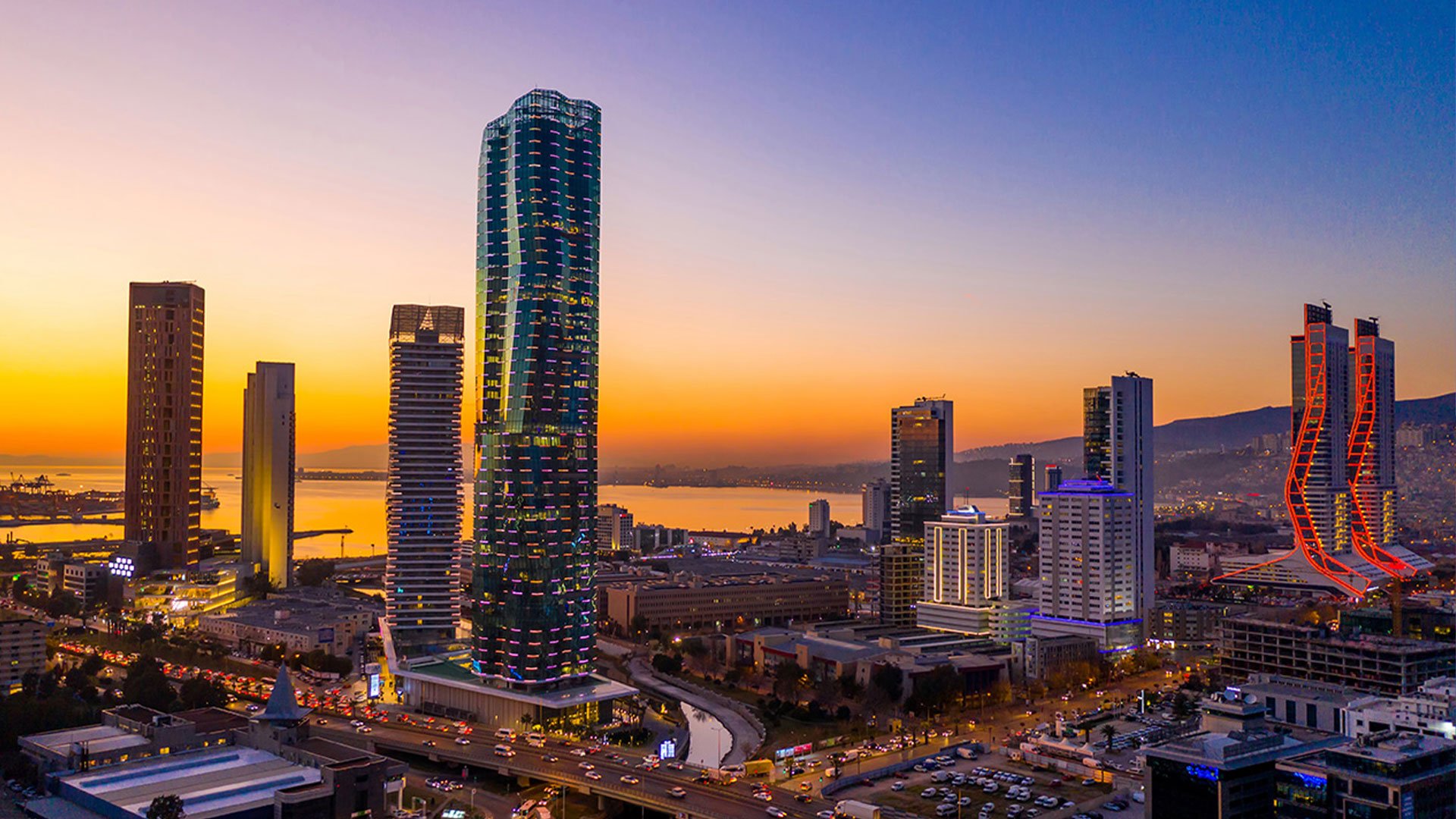 View of Ankara skyline at sunset.