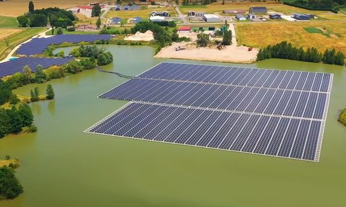 Solar power grids in the French countryside.