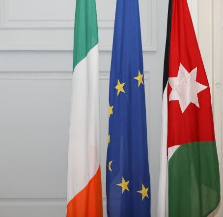 Irish, EU, and Jordanian national flags