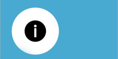 Blue background with white circle containing information 'i' symbol.
