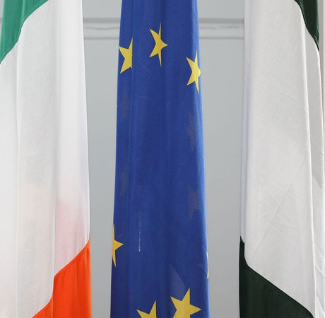 Irish, EU, and Nigerian national flags