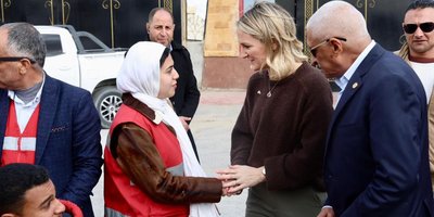 Minister McEntee at the Rafah crossing into Gaza