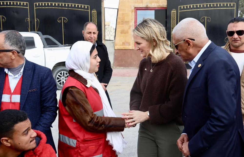 Minister Helen McEntee at the Rafah crossing into Gaza