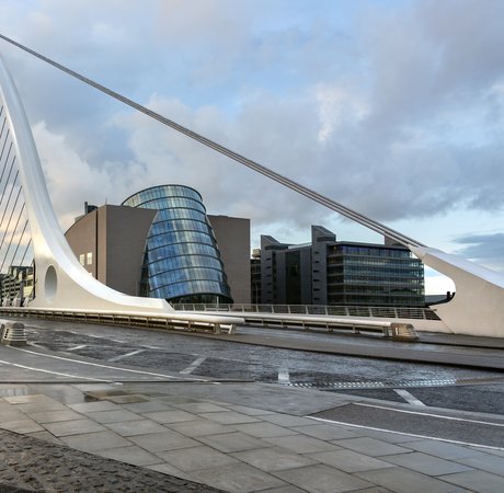 view of Samuel Beckett Bridge in Dublin