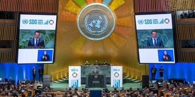 Taoiseach Leo Varadkar addresses the opening of the SDG Summit at UN HQ in New York