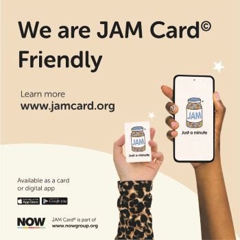 Poster advertising that we are JAM Card friendly