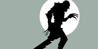 Shadow of a vampire against a full moon