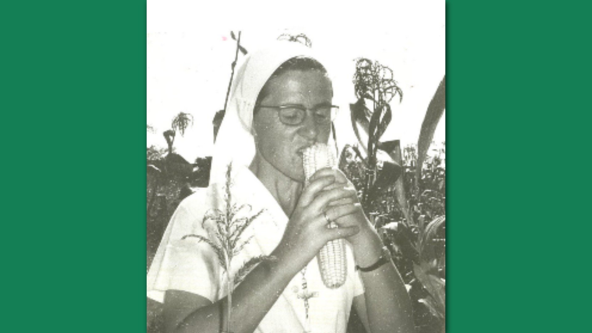 Sr Theresa Stapleton from the Missionary Sisters of Holy Rosary testing the maize