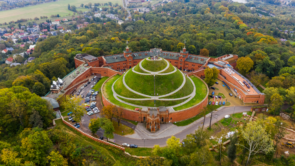 Aerial photo of Krakow Mounds