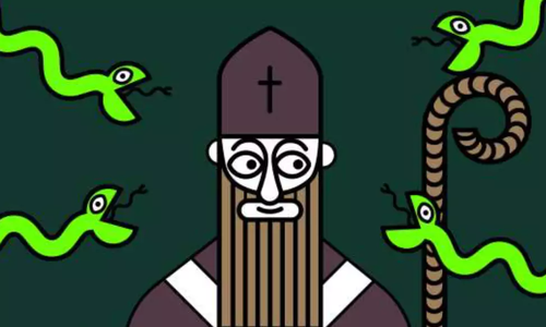 graphic of st patrick and snakes