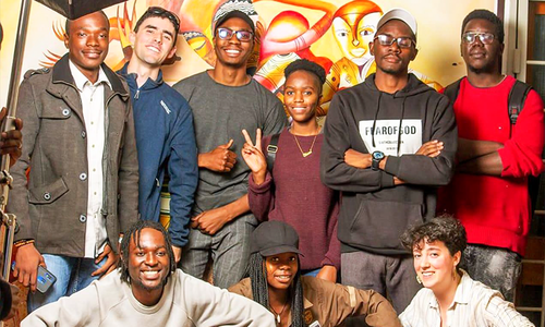 Students posing for a group photograph