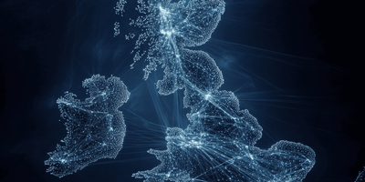 a map showing connections of light between Ireland and the UK